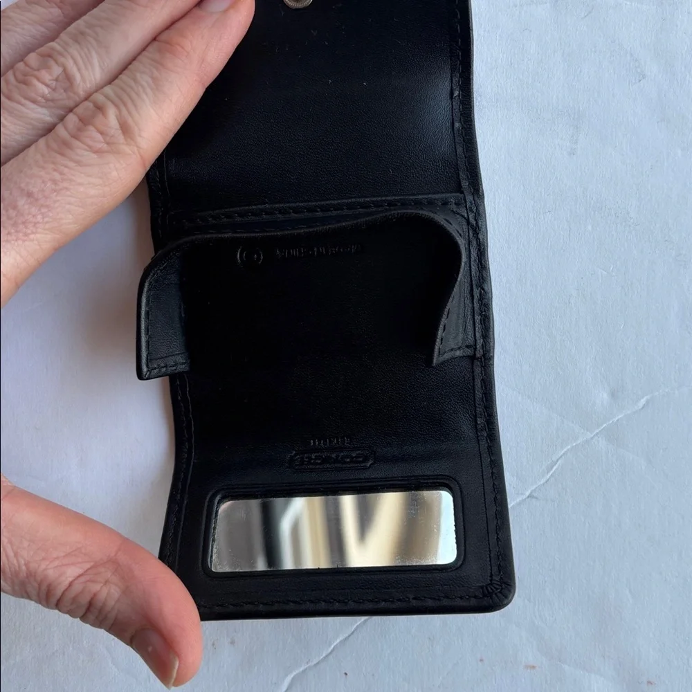 Vintage Coach Signature Black Gray Contact Case Y2K Mini Compact Makeup Stash - Picture 11 of 17